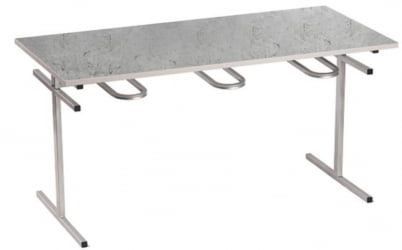 Стол обеденный универсальный с подвесами для 6 табуретов 1500х700 мм Пластик Серый камень лофт/Металл Коричневый