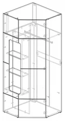 Шкаф угловой с полками Палермо Юниор 08 Белый глянец Ясень шимо светлый Синий