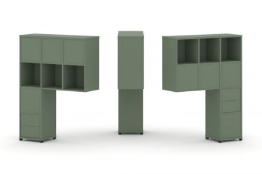 Надставка на стол высокая двухсторонняя + задняя стенка (8 шт.) + блок с 2-мя ящиками (2 шт.) CОНCЕПТ CН.ДНВ-006 Кобо Черный металл / CONCEPT CN.DNV-006