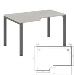 Стол эргономичный левый на металлоопорах Нев Лине НЛН36322424 Дуб шамони светлый / New Line NLN36322424