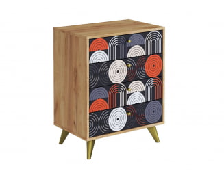 Комод Фьюжн КМ-001 дуб крафт золотой/ВИНИЛ / золотой/VINIL