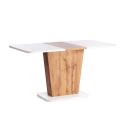 Обеденный стол ГЕНТ ЛДСП, 110-145кс68,6кс75,5 см, Дуб вотан/Белый / GENT 110-145x68,6x75,5