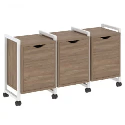 Тумба на колесных опорах наборная. Вариант №5 ЛОФТ ВР.Л-ТН-5.К Металл белый Дуб Аризона / LOFT VR.L-TN-5.K