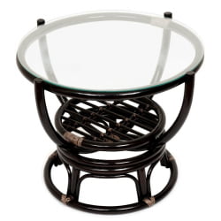 Столик журнальный со стеклом БЕНОА 5005 Антикуе бровн (античный черно-коричневый) / BENOA Antique brown