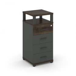 Тумба приставная с 4-мя ящиками и надставкой CОНCЕПТ CН.ТУО-003 Б/В Дуб Мали Антрацит / CONCEPT CN.TUO-003 B/W