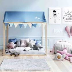 Кровать 140х70 Микуна Типи Хоусе МОНТ-1874 Ватервоод/Вхите / Micuna Tipi House MONT-1874 Waterwood/White