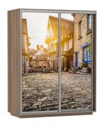 Шкаф-купе двухдверный Экспресс Дуо 1600х2400х Улица/Ясень шимо тёмный / 1600х2400h