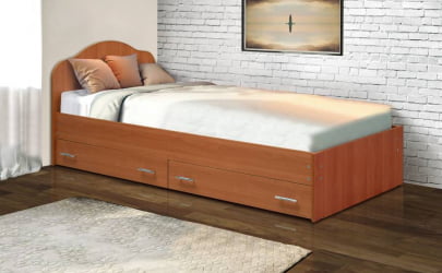 Односпальная кровать с ящиком с ящиками на уголках №3 ЛДСП 900*2000 Клен