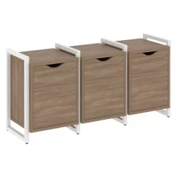 Тумба на регулируемых опорах наборная. Вариант №5 ЛОФТ ВР.Л-ТН-5.О Металл белый Дуб Аризона / LOFT VR.L-TN-5.O