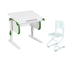 Стол-трансформер Парта 1/75 + Стул Белый Зеленый / Parta Stul