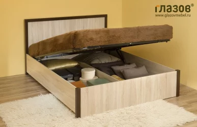 Кровать с подъемным механизмом (1800) БАУХАУС 1.2 Дуб Сонома/Орех шоколадный(спальня) / BAUHAUS