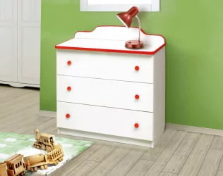 Детский комод с 3-мя ящиками Радуга Красный