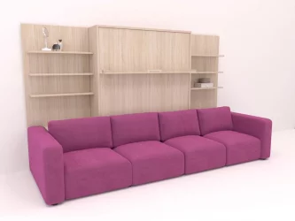 Кровать двуспальная из металла Смарт 1 с полками К 1600 Ясень шимо темный