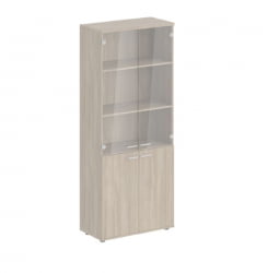 Шкаф высокий четырехдверный со стеклом Сигма СГ.801.ОД.ОД.ГЛ Дуб темный / Sigma SG.801.OD.OD.GL