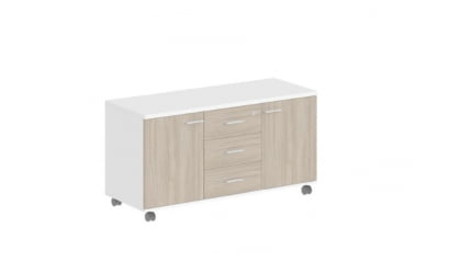 Тумба сервисная с 3-мя ящиками Сигма СГ.621.ВХ.ОД.М Белый Дуб темный / Sigma SG.621.WH.OD.M