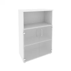 Шкаф средний широкий (2 низких фасада стекло) ОНИКС О.СТ-2.2 Белый Бриллиант / ONIX O.ST-2.2