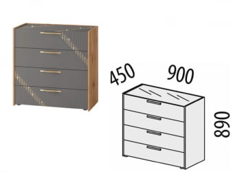 Комод в прихожую Монако 902.18 Дуб Вотан Оникс Графит