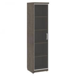 Шкаф узкий со стеклянной дверью левый ВООД&СТОНЕ СФ-534581 Бетон Чикаго темный Дрифтвуд / WOOD&STONE