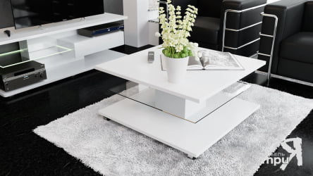 Стеклянный стол Диамонд Белый глянец / Diamond