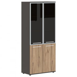 Шкаф комбинированный  с дверьми в металлической раме ЕДИС ЕХCС 85.7 Дуб Денвер светлый Белый Мокко / EDIS EHCS