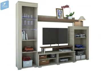 Современная стенка в гостиную Соло 9А Ясень шимо светлый - Ясень шимо темный