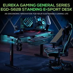 Геймерский стол ЕУРЕКА ЕРК-ЕГД-С62Б Черный с РГБ / EUREKA ERK-EGD-S62B RGB