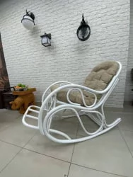 Кресло - качалка с толстой или тонкой подушкой 05/04 белый матовый