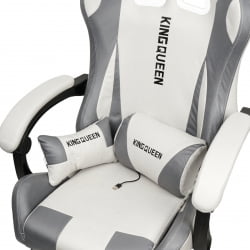 Кресло 1208, замша, цвет бело-серый с массажем, арт 1208-Вхите-Грей / 1208-White-Grey