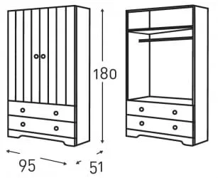 Детский шкаф для одежды Микуна А-1414 вхите / Micuna white