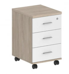 Тумба мобильная с тремя ящиками Сигма SG.611.OL.WH.M Дуб светлый Белый / Sigma