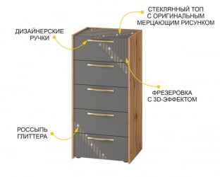 Комод Монако 902.19 Дуб Вотан Оникс Графит