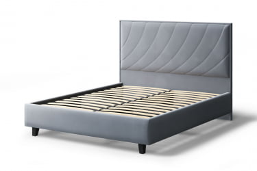 Кровать СОФИЯ 2000*1600мм (на опорах), велюр НЕО 25 (серый), (б/основания, б/матраса) / NEO