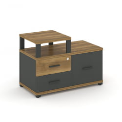 Тумба приставная сервисная с надставкой узкой CОНCЕПТ CН.ТСР-002 Б/В Сандал Янтарный Антрацит / CONCEPT CN.TSR-002 B/W