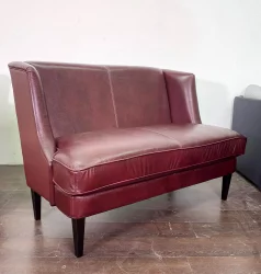 Диван двойной Амати в натуральной коже Бордовый