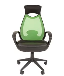 Кресло для руководителя CХАИРМАН 840 блаcк Сетчатый акрил/зеленый / CHAIRMAN black