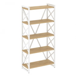 Стеллаж на регулируемых опорах - 5 полок ЛОФТ ВР.Л-МСТ.О-5.8 Металл белый Тиквуд светлый / LOFT VR.L-MST.O-5.8