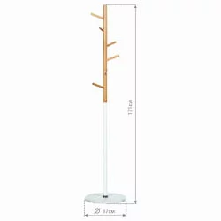 Вешалка-стойка БРАБИКС CР-1906 на мраморном диске Белый / BRABIX CR-1906