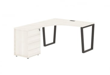 Стол эргономичный с тумбой левый ЕДИС ЕВCЕТ 1318 Л Ясень Траун Мокко / EDIS EVCET L