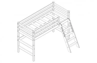 Кровать полувысокая Соня Вариант 6 с наклонной лестницей