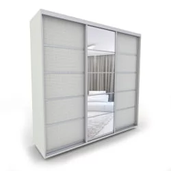 Шкаф-купе трехстворчатый с зеркалом Акцент-Квадро КВ 1800х600 Выбеленное дерево