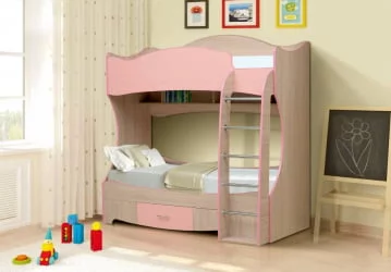 Кровать детская двухъярусная Юниор-7 Ясень шимо светлый/Лайм