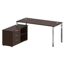 Стол рабочий руководителя с опорной тумбой левый МЕТАЛ СЙСТЕМ ДИРЕCТ БГ.СРТ-4.7 Л Венге Цаво / METAL SYSTEM DIRECT