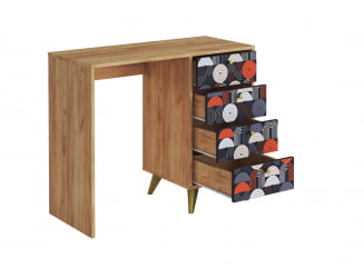 Стол письменный СП-006 дуб крафт золотой/ВИНИЛ / золотой/VINIL