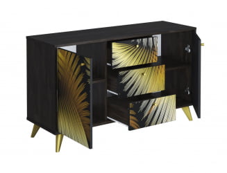 Комод Фьюжн КМ-003 АРТ Угольный камень/ГОЛДЕН ФОРЕСТ / камень/GOLDEN FOREST