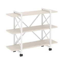 Стеллаж на колесных опорах - 3 полки ЛОФТ  ВР.Л-МСТ.К-3.8В Металл белый Денвер светлый / LOFT VR.L-MST.K-3.8V