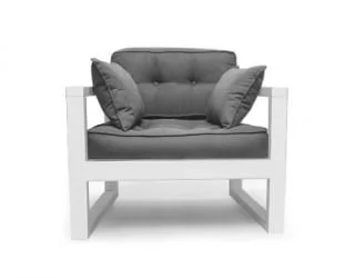 Диван одноместный ДЕмоку Д-1 серебристо-серый_белый / DEmoku