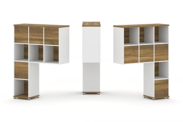 Надставка на стол высокая двухсторонняя + задняя стенка (8 шт.) CОНCЕПТ CН.ДНВ-005 Сандал Янтарный Белый бриллиант Белый металл / CONCEPT CN.DNV-005