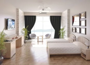 Стол с 2-мя тумбами и бортиком (левый) ЛИГХТ С-СТ-170 Л Акация Лорка / LIGHT