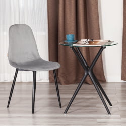 Металлический стул БРЕЕЗЕ (мод. ДЖСC-58) Велюр/металл , 44 х 53 х 86 см, грей (серый) ХЛР 19 / черный / BREEZE (mod. JSC-58) grey HLR