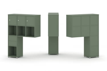 Надставка на стол высокая односторонняя + задняя стенка (8 шт.) + распашной фасад (3 шт.) + блок с 2-мя ящиками (1 шт.) CОНCЕПТ CН.ОНВ-004 Кобо Белый металл / CONCEPT CN.ONV-004